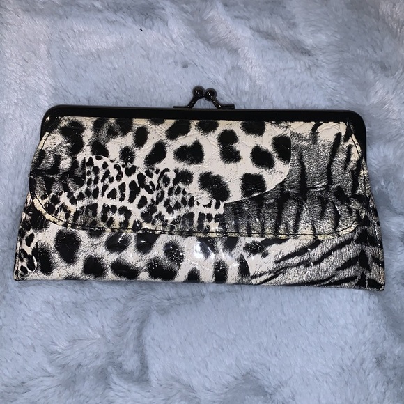 NWOT Animal Print Leather Clutch/Wallet leapard panther minimal statement bag - Picture 2 of 13